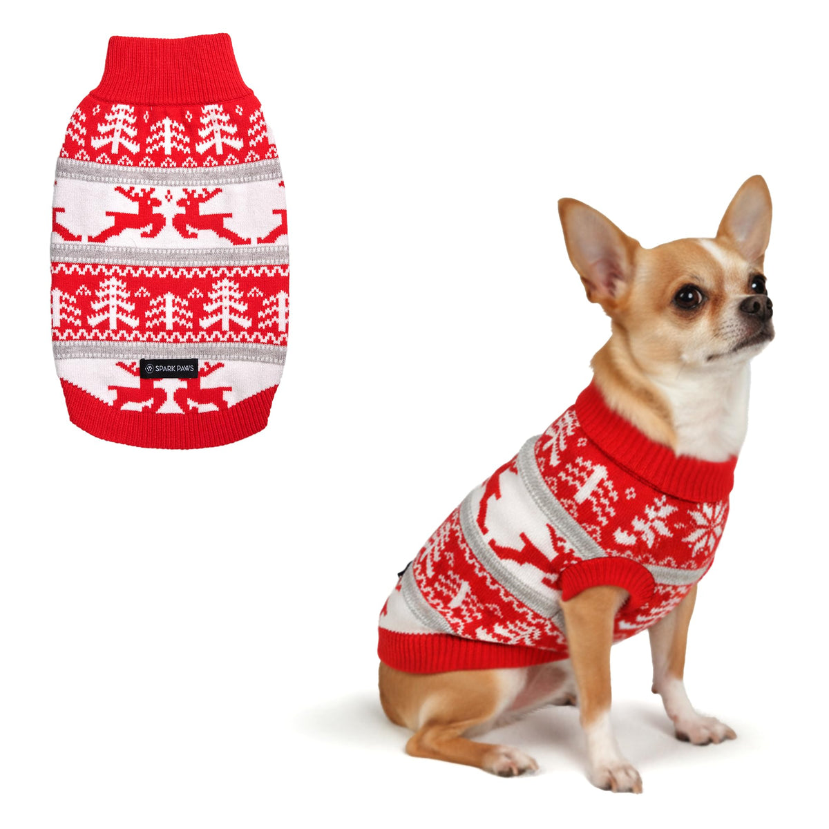 Spark Paws suéter navideño ultra suave para perro pequeño, ideal para paseos festivos