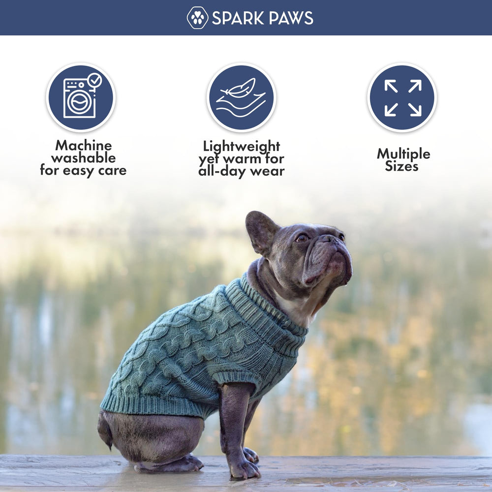 Spark Paws suéter para perro, detalle cuello: borde elástico para ajuste cómodo.