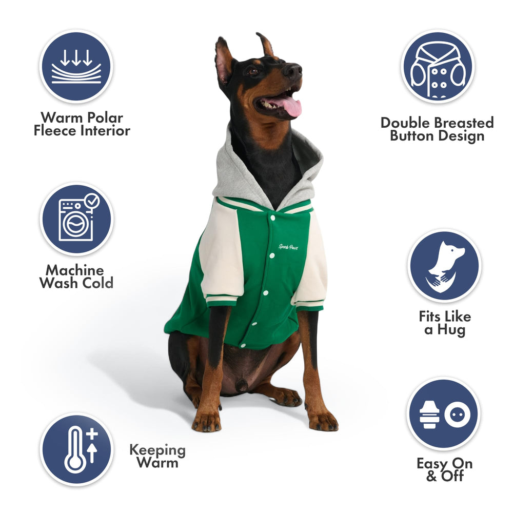 Spark Paws Varsity Dog Sweater, tejido de espuma espacial ofrece durabilidad diaria.