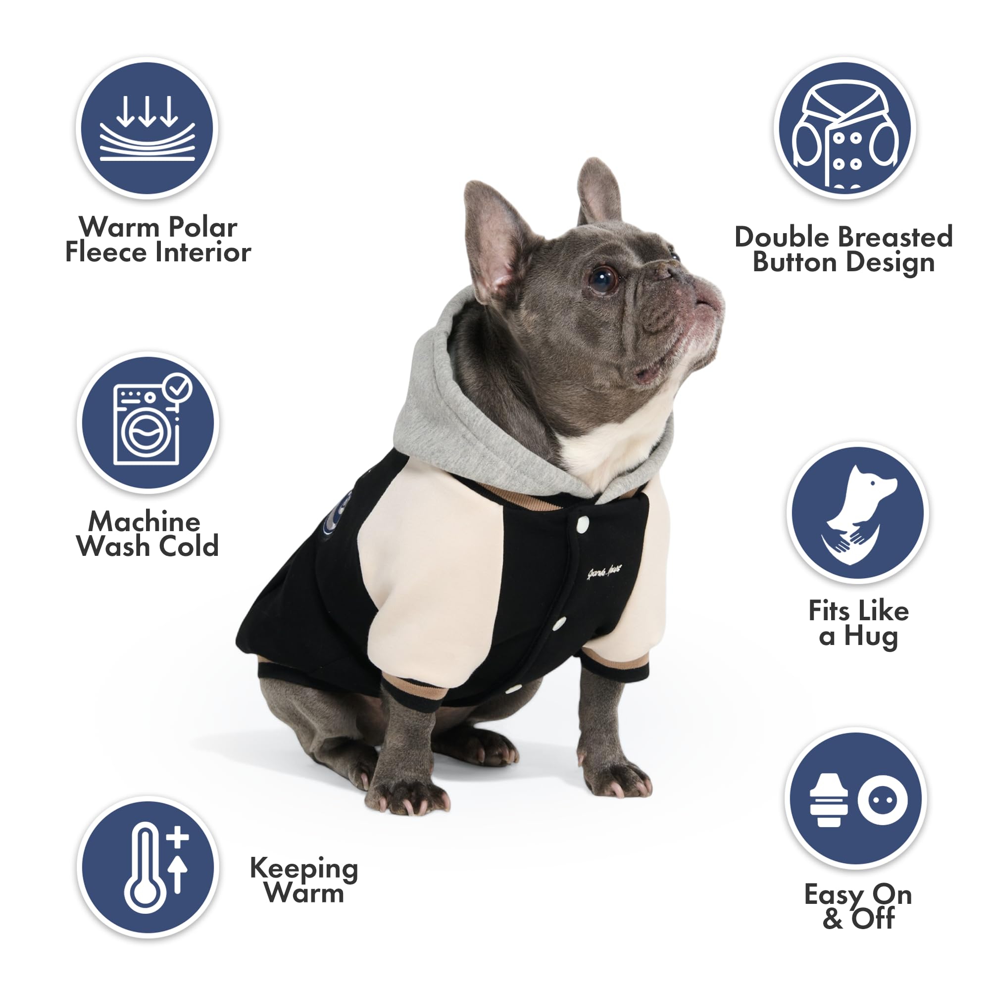 Spark Paws Varsity forro felpa suave mantiene al perro cálido y cómodo