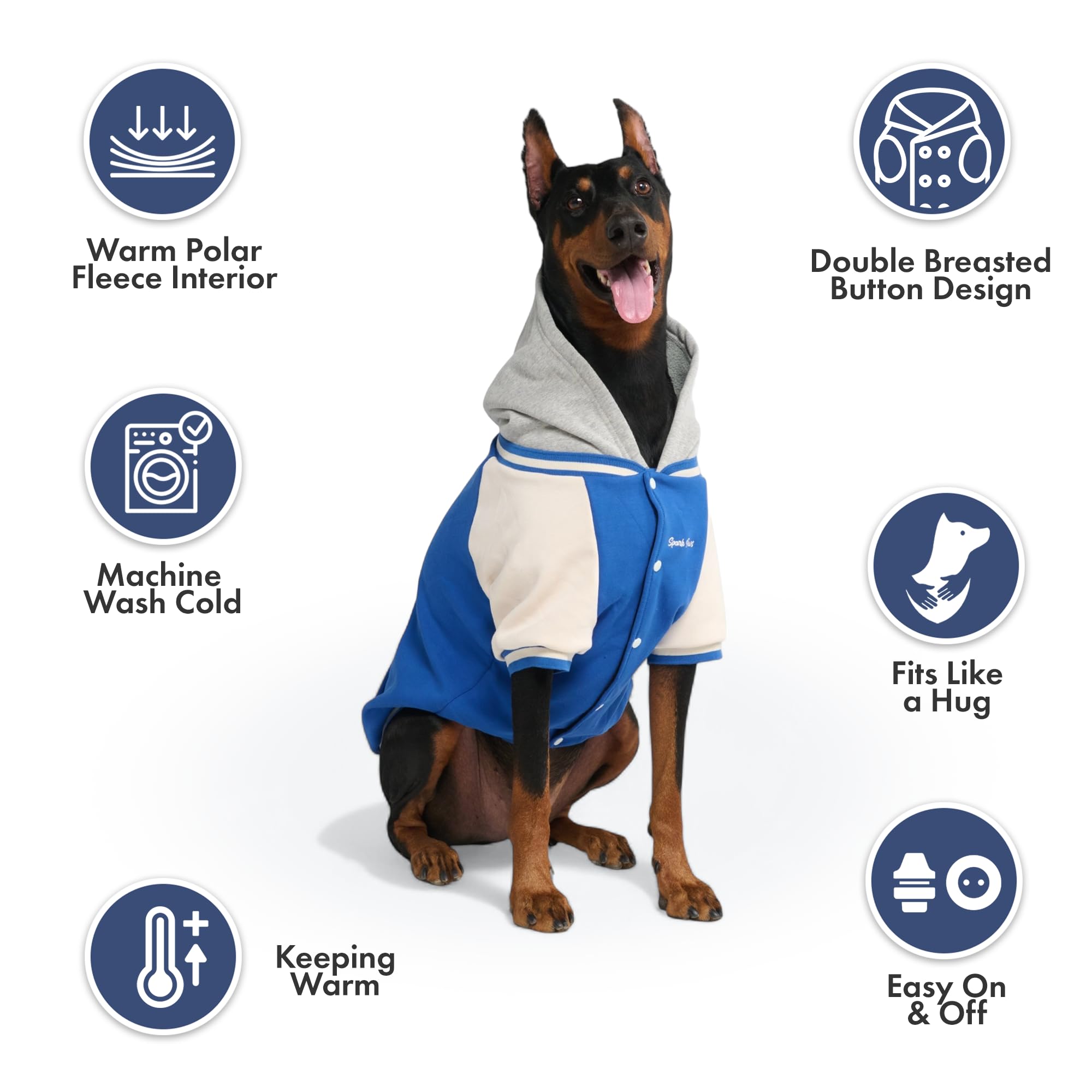 Spark Paws Varsity: perfecta para clima frío y paseos diarios.