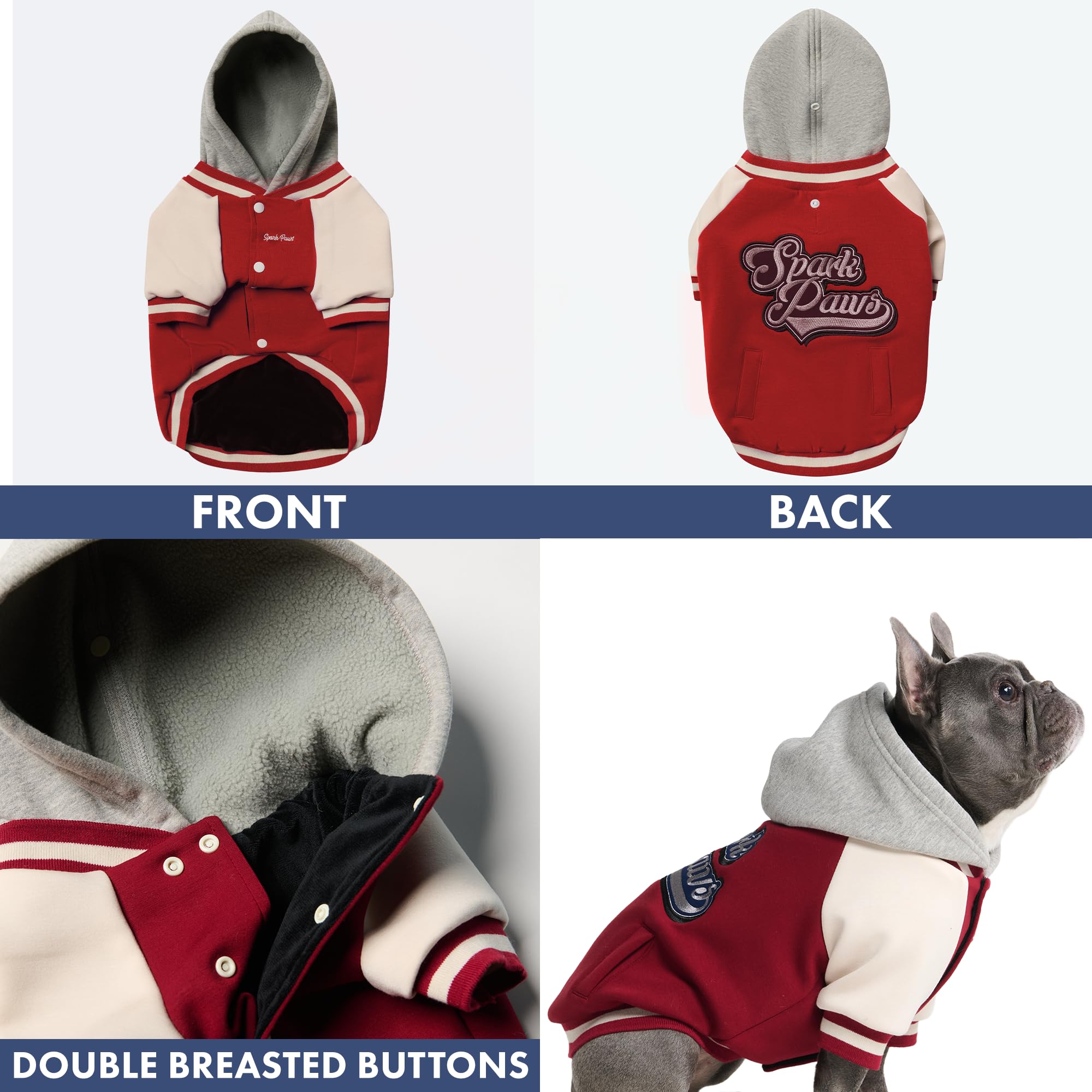 Spark Paws Varsity ofrece ajuste cómodo en todas las tallas para diferentes razas.