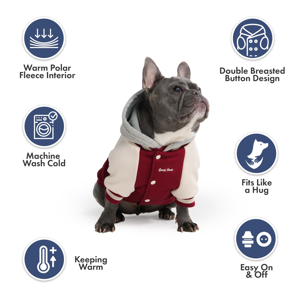 Spark Paws Varsity, capucha falsa integrada para un aspecto limpio sin volumen.