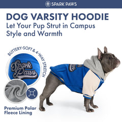 Spark Paws Varsity Sweater capucha falsa: look elegante sin volumen adicional