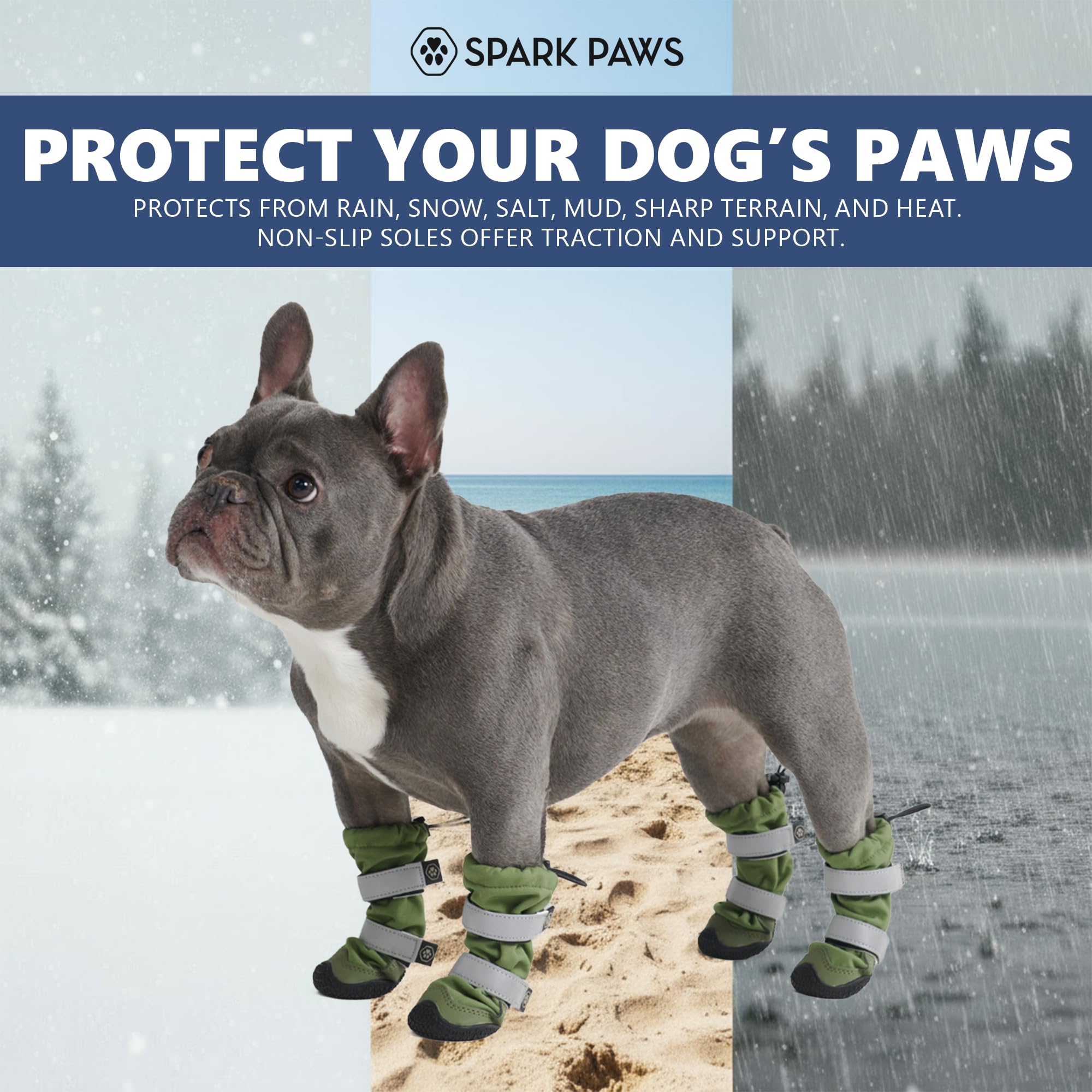 Zapatos para perros Spark Paws reflectivos (zapatos-perro-reflectivos), mejor visibilidad durante caminatas nocturnas.