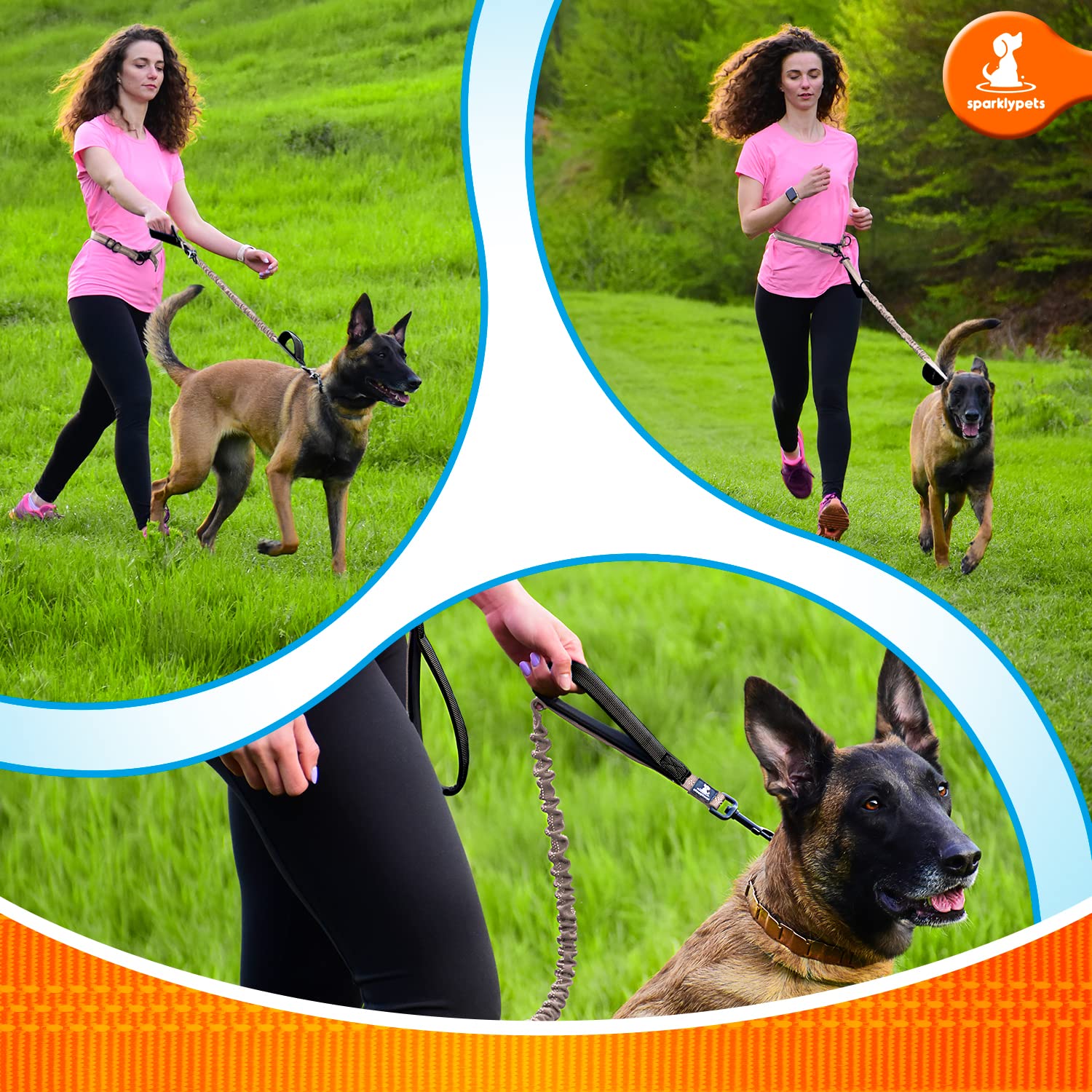 SparklyPets amortiguación con cuerda elástica para perros grandes