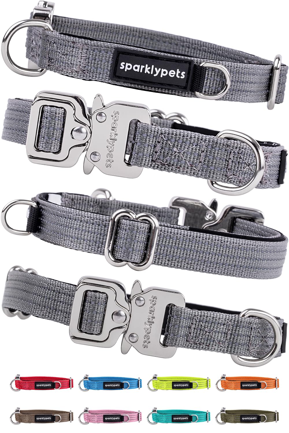 SparklyPets collar extra pequeño con hebilla rápida cromada, fácil de colocar.