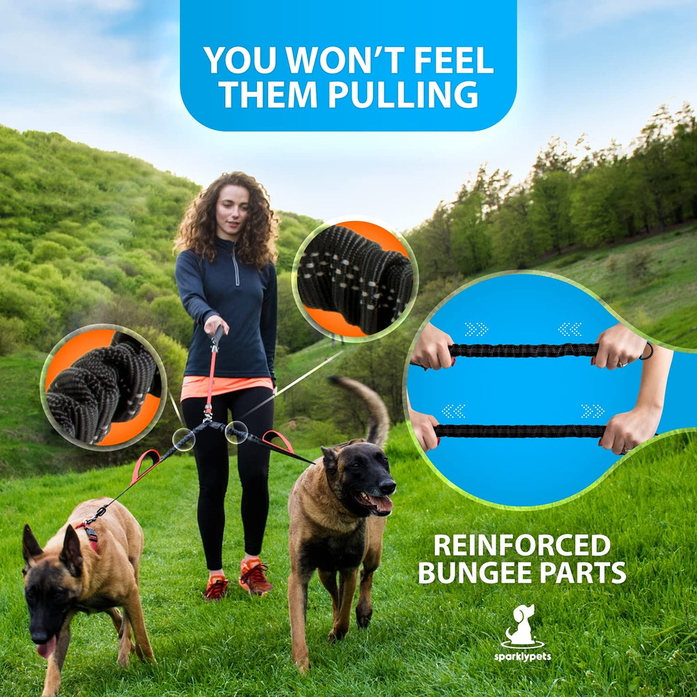 SparklyPets correa doble con longitud ajustable 21–25 pulgadas para varios tamaños.