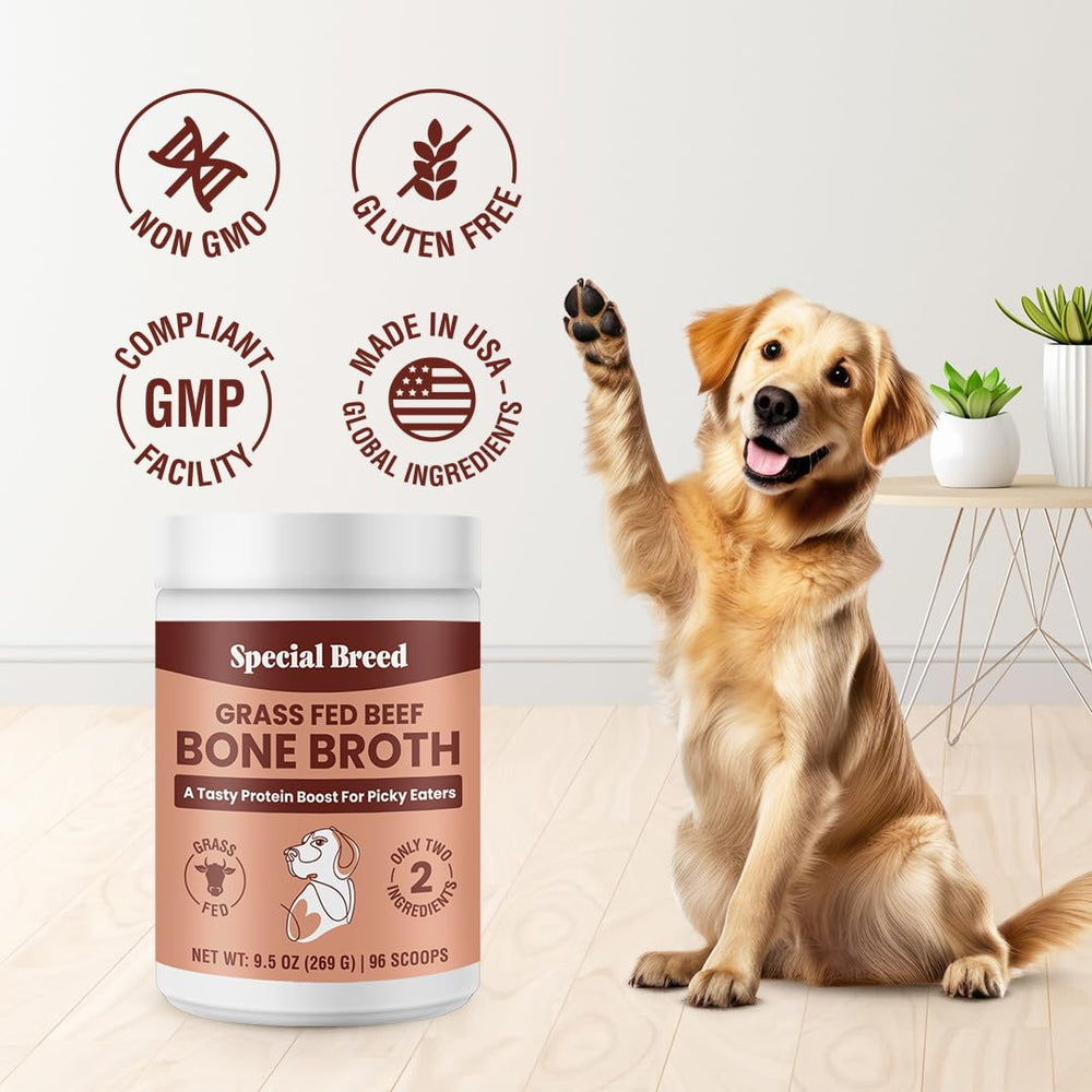 Special Breed servir caldo de huesos sobre comida para realzar sabor