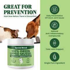 Mejillón de labios verdes Special Breed, mezcla sencilla con comida para perros y gatos.