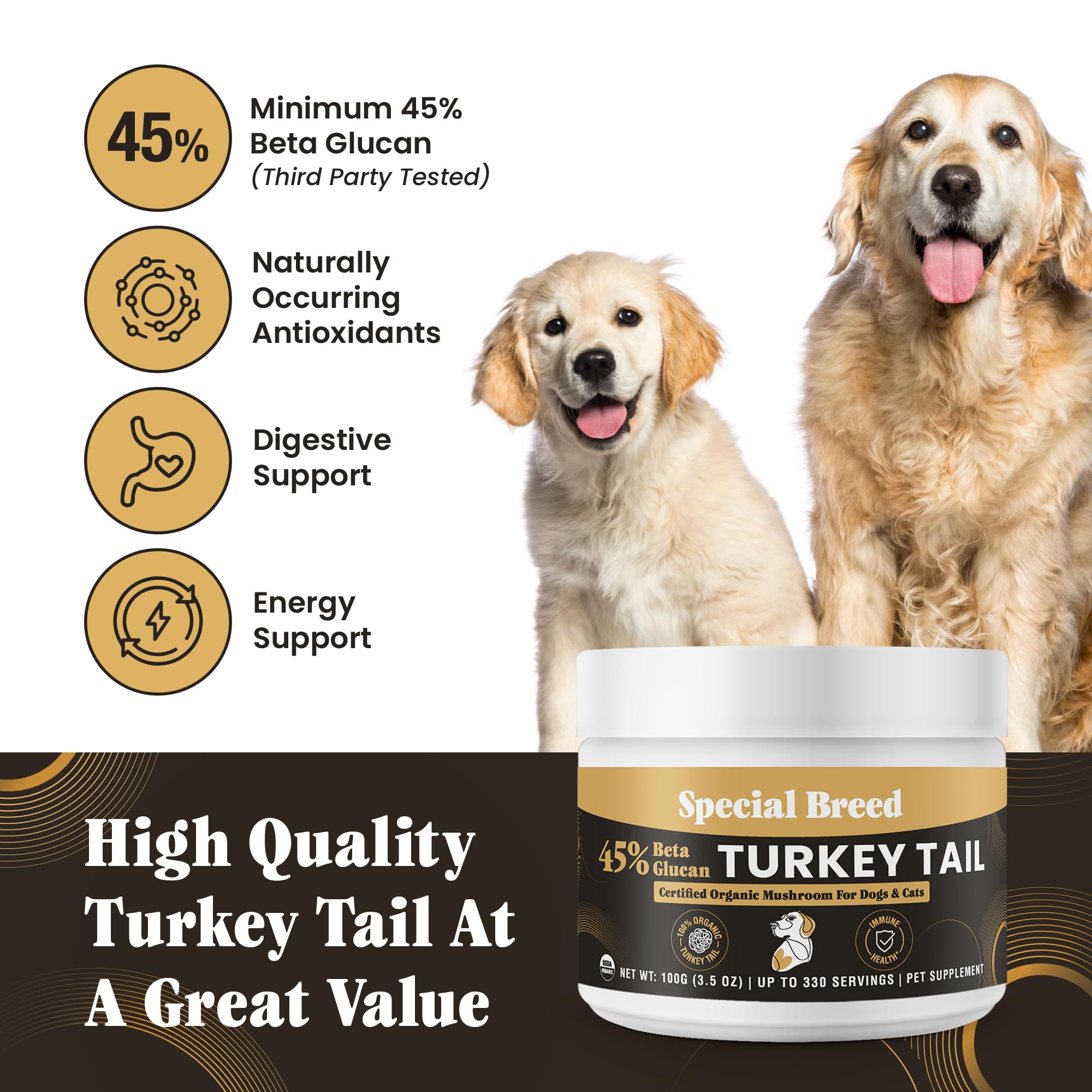 Special Breed cucharas medidoras para dosificar Turkey Tail en la dieta diaria
