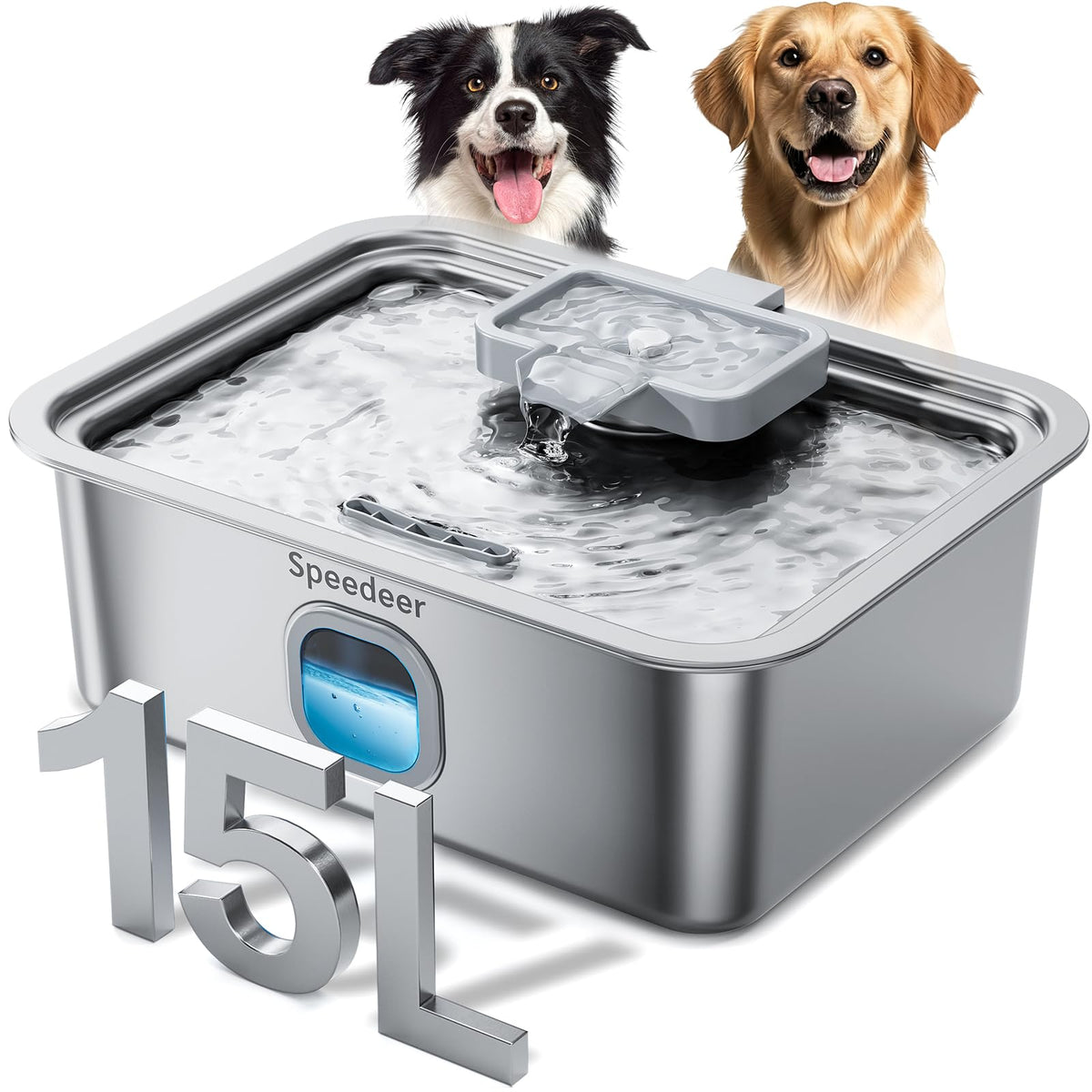 Speedeer fuente-agua-perro-grande-4galones: hidratación estable para varias mascotas.