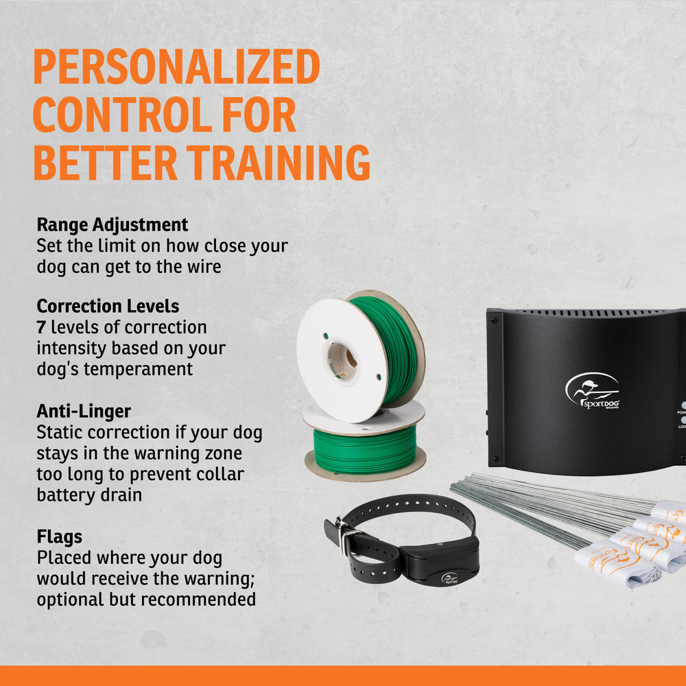 SportDOG: cableado de 1000 pies que define un área amplia para entrenamiento
