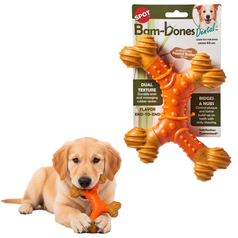 SPOT Bam-Bones X-Bone: mordedor duradero para perros, ideal para masticación diaria.