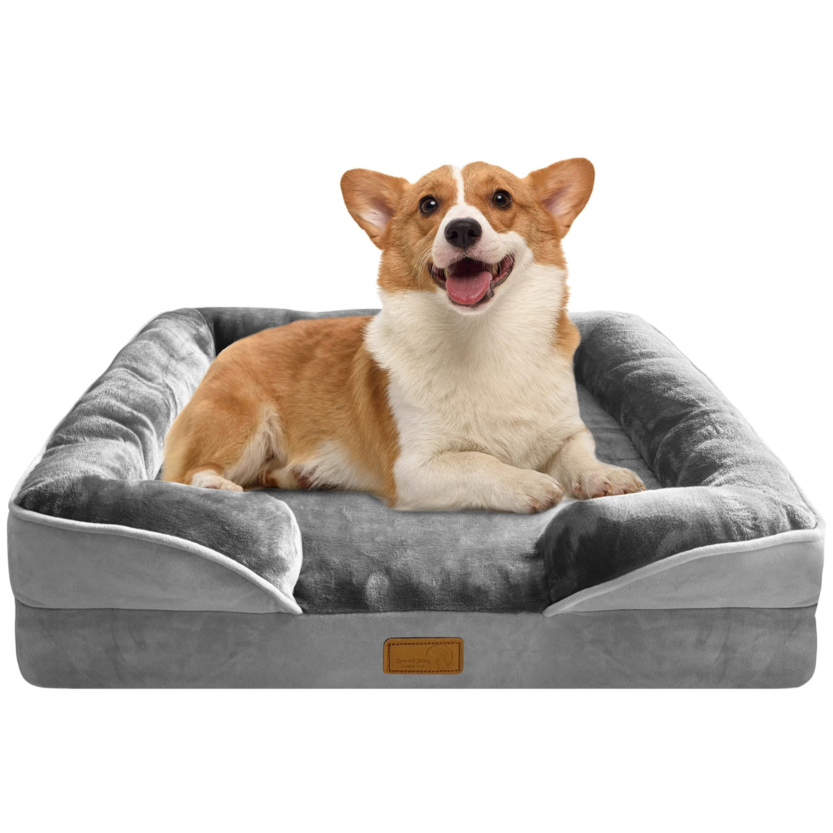 Cama ortopédica Spotted Play con espuma de alta densidad para apoyo de articulaciones en perros medianos.