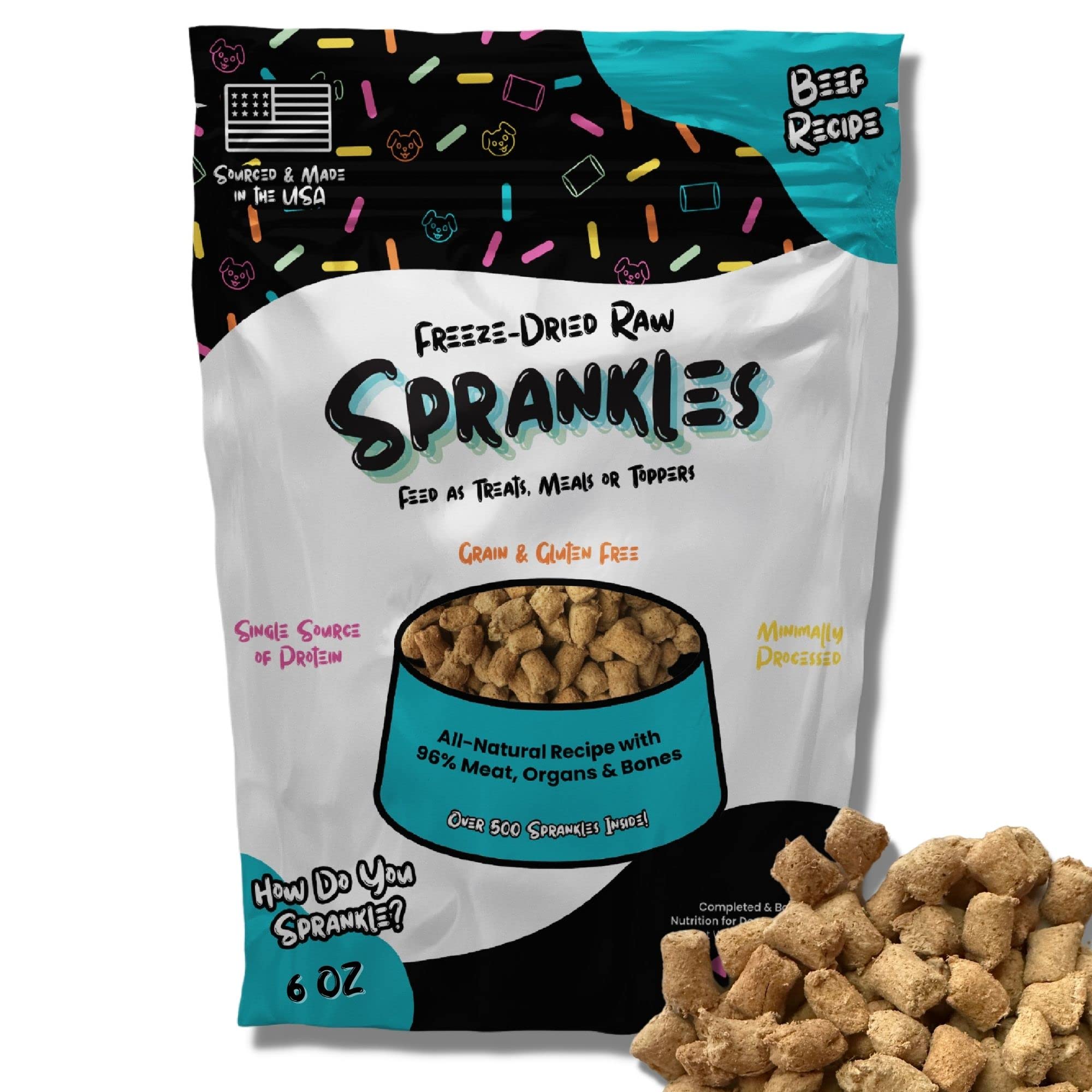 SPRANKLES comida deshidratada para perros, empaque práctico y listo para servir.