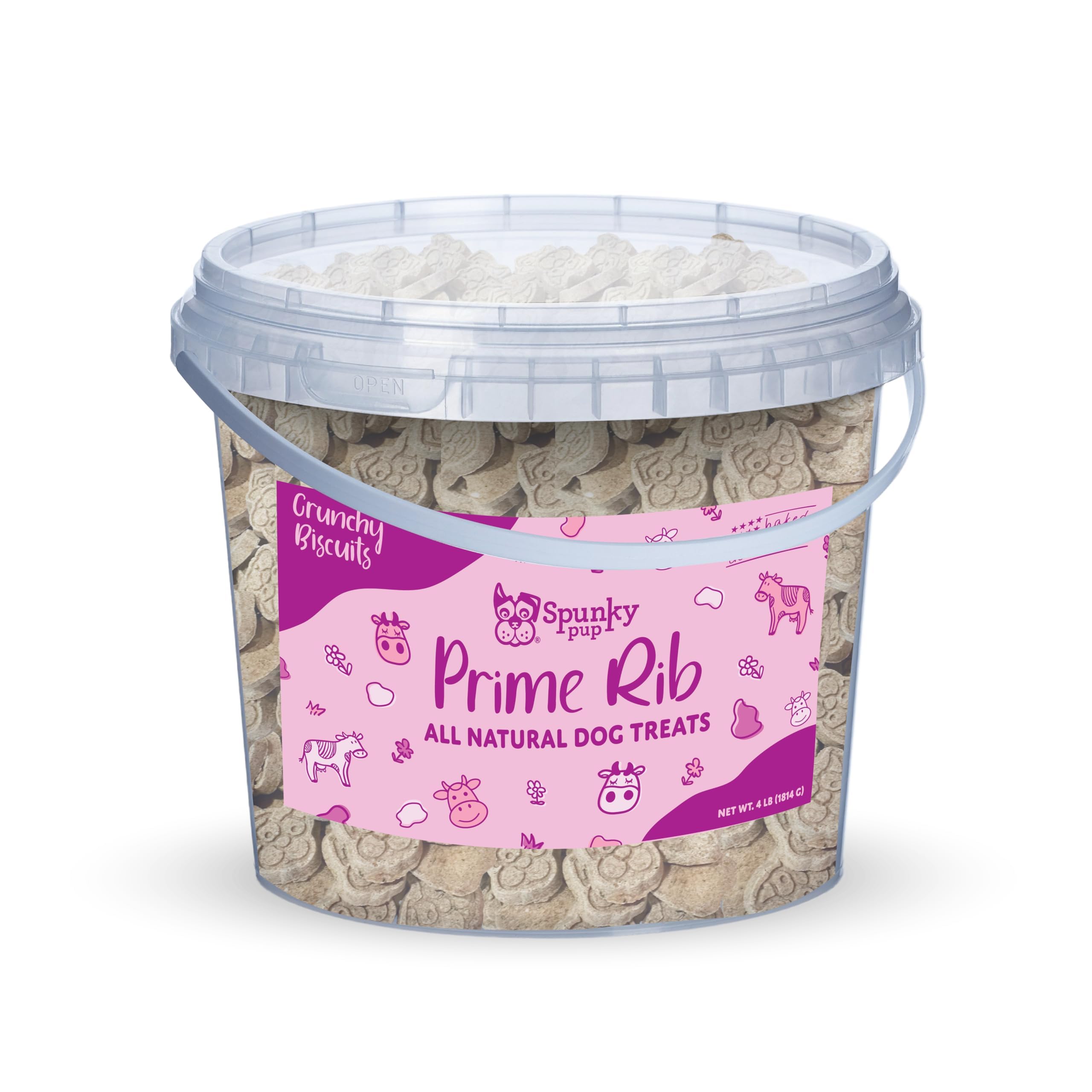 Spunky Pup galletas diarias en cubeta con cierre, para premiar al perro