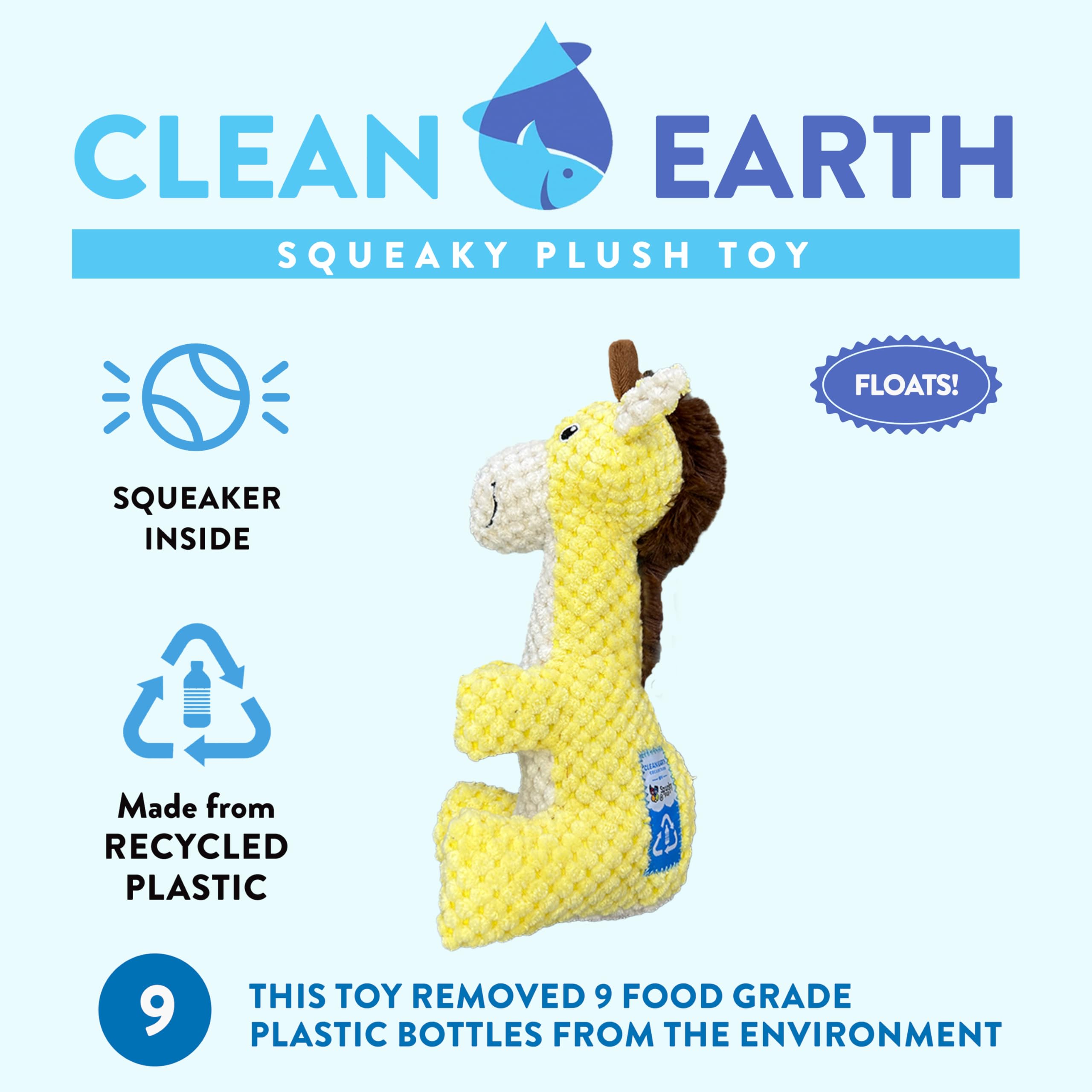 Juguete de jirafa reciclado de Spunky Pup para reducir residuos plásticos.