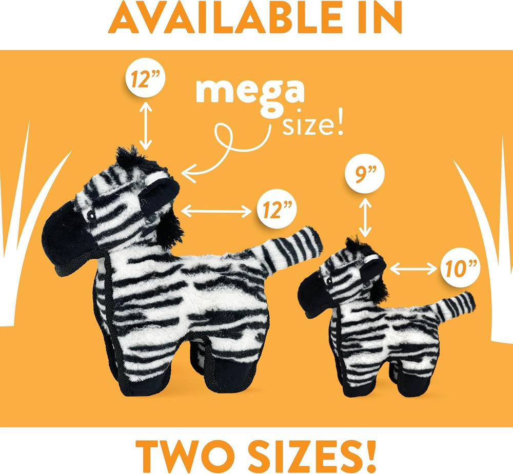 Spunky Pup MEGA Juguete Zebra para perros grandes, ideal para sesiones de juego.
