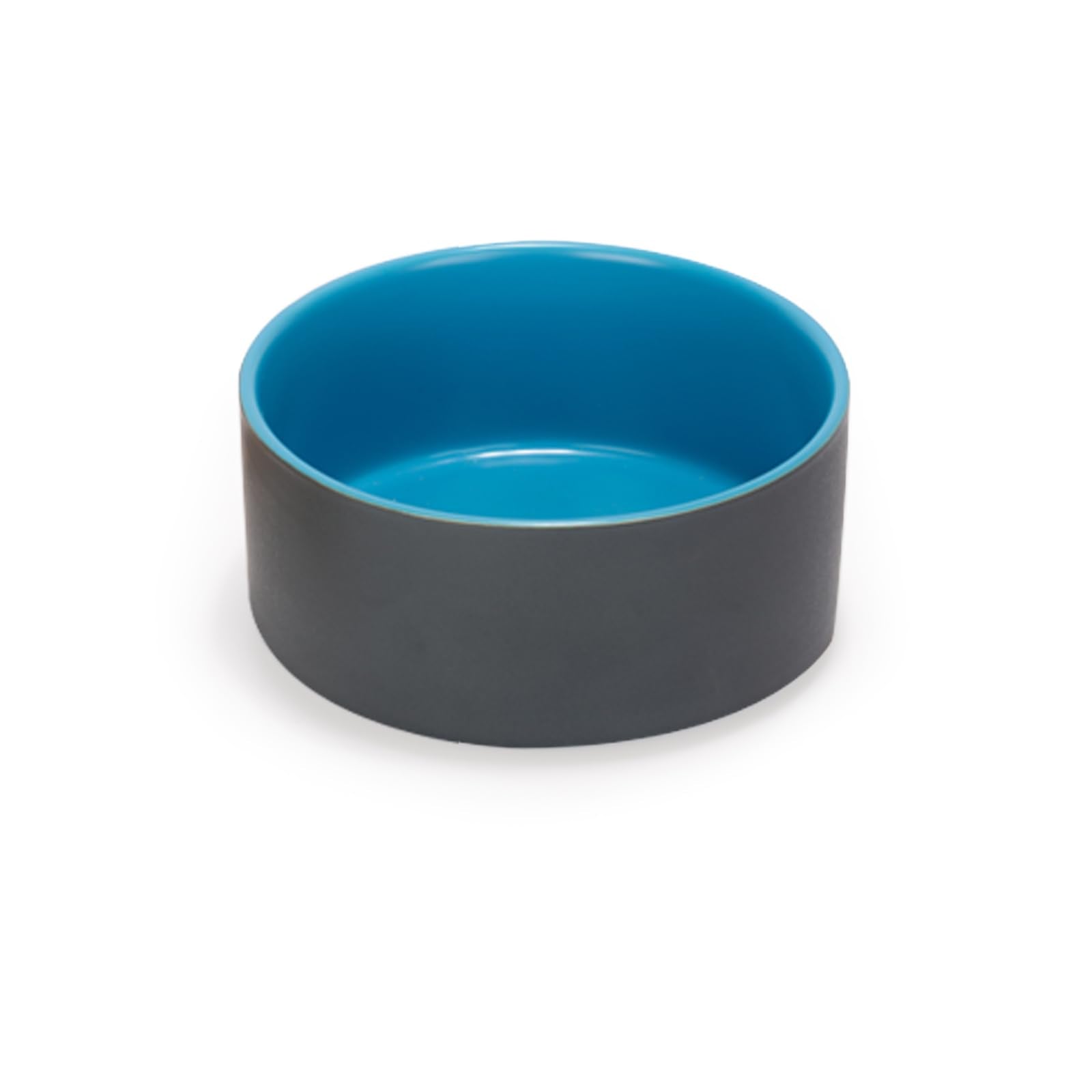 SPUNKYJUNKY tazón cerámico para perros y gatos, azul gris, estable y seguro.