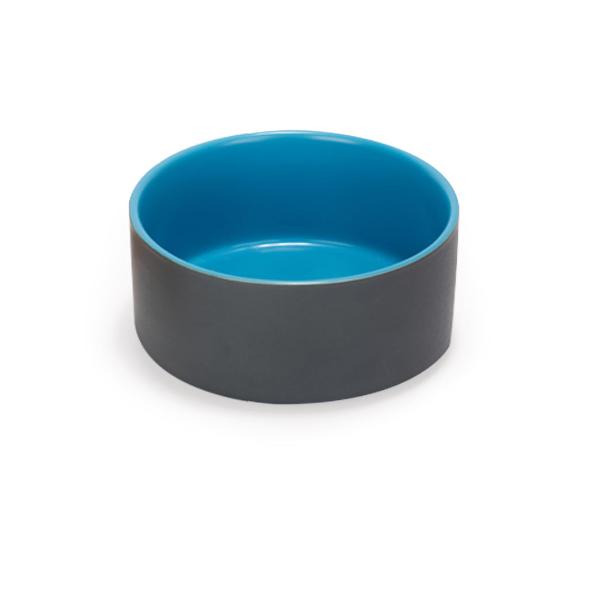 SPUNKYJUNKY tazón cerámico para perros y gatos, azul gris, estable y seguro.