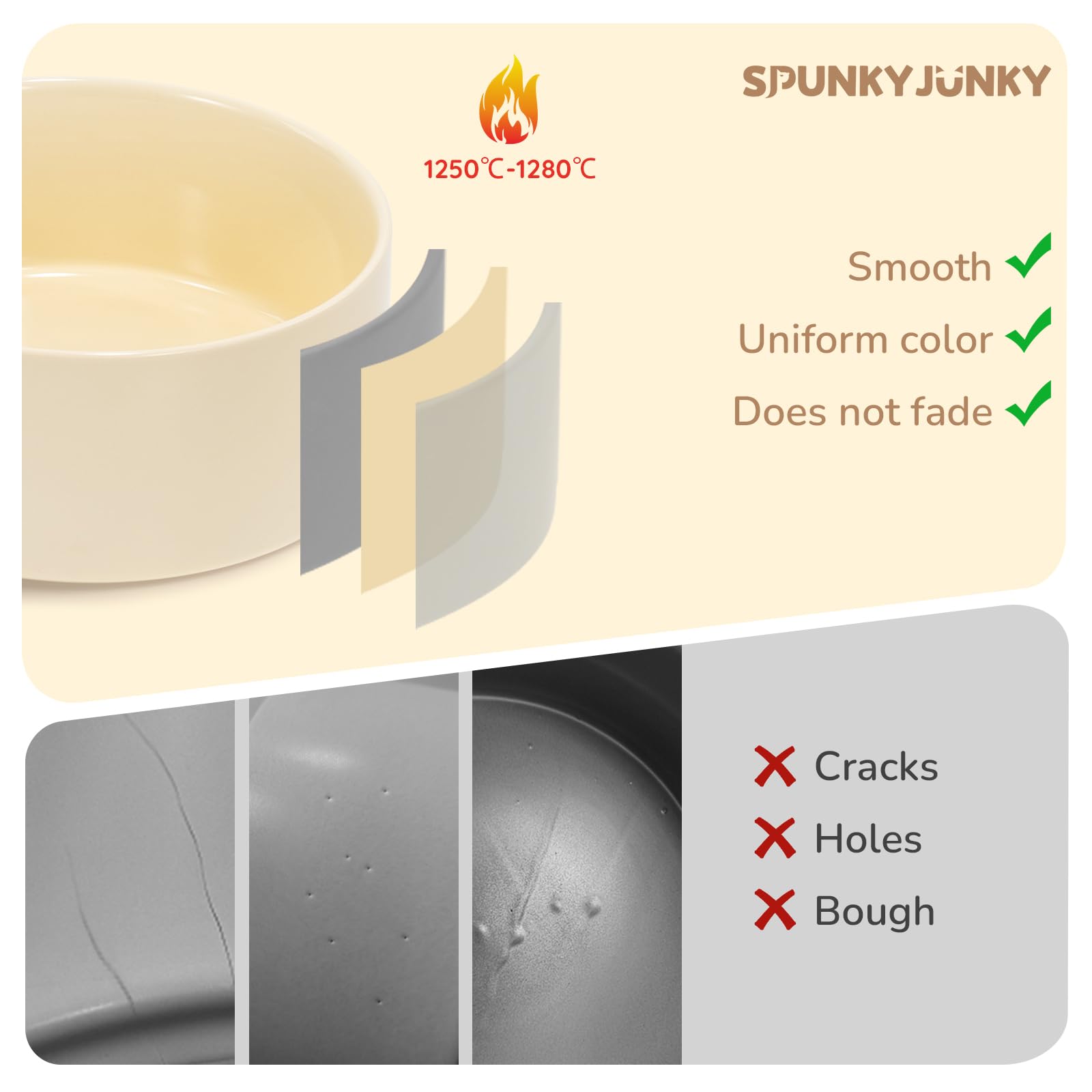 SPUNKYJUNKY tazón cerámico con base pesada para evitar derrames durante la comida.