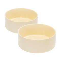 SPUNKYJUNKY tazón cerámico beige estable para perros y gatos, ideal para comidas diarias