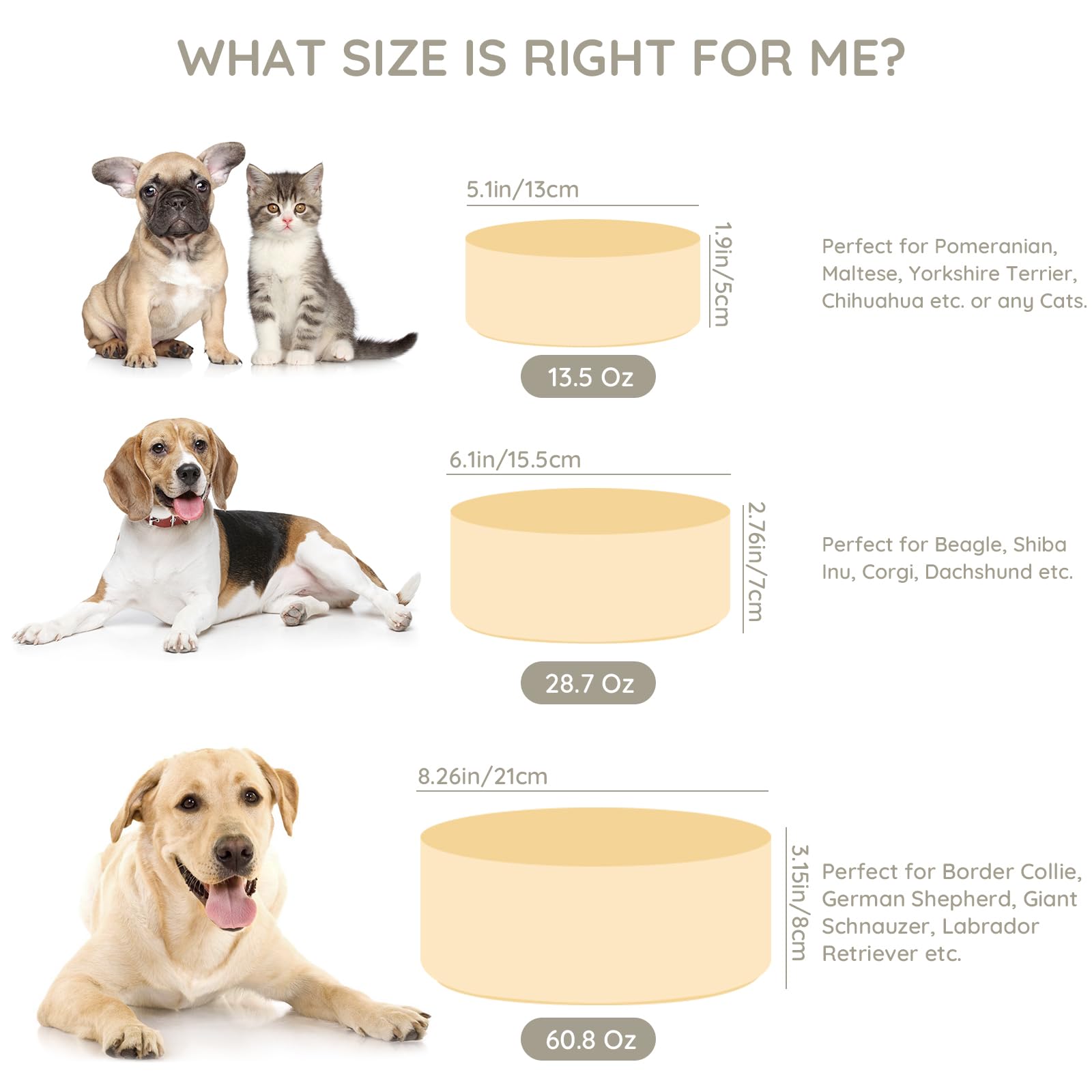SPUNKYJUNKY bol cerámico 60oz, capacidad ideal para comida y agua de mascotas.