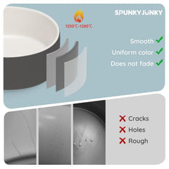 SPUNKYJUNKY tazón cerámico-alta-resistencia, evita volcado, ideal para hogares activos.