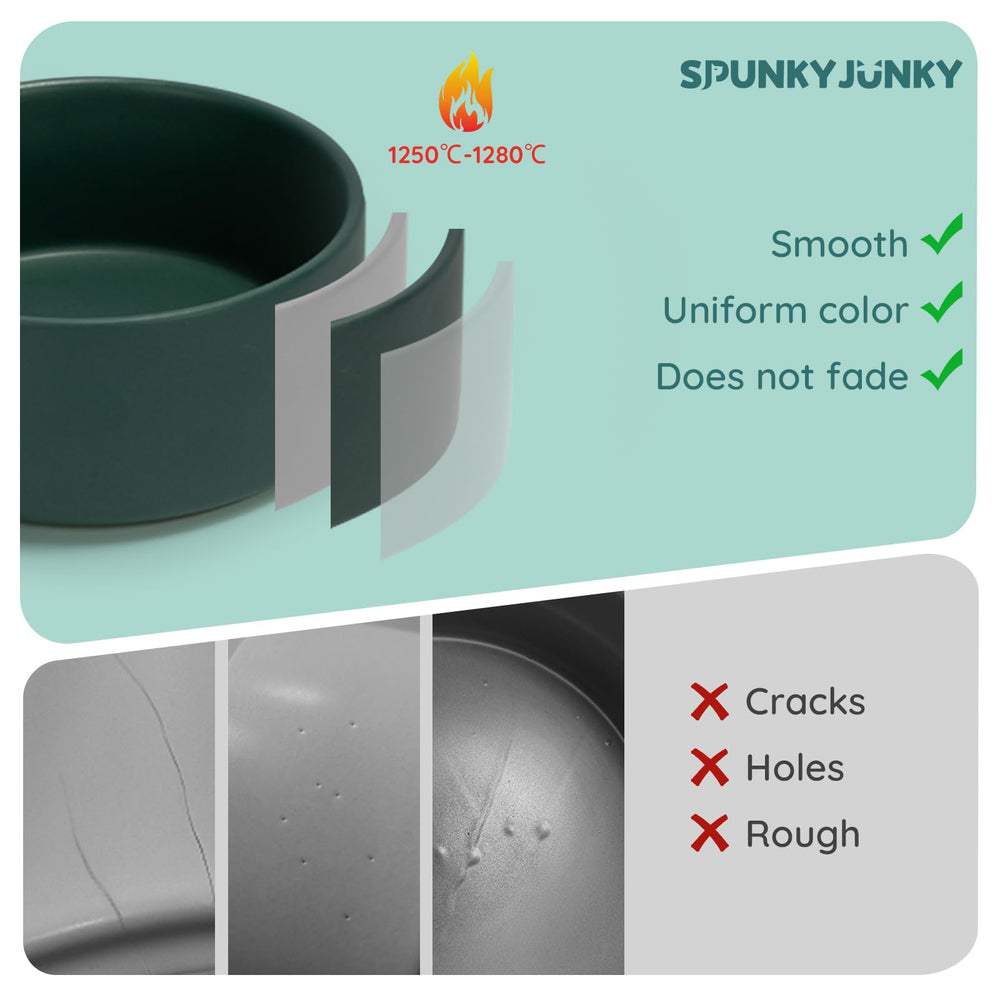 SPUNKYJUNKY tazon ceramico color verde para perros y gatos.