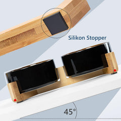 SPUNKYJUNKY: tazón cerámico para gato con base de madera, cómodo y elevador.