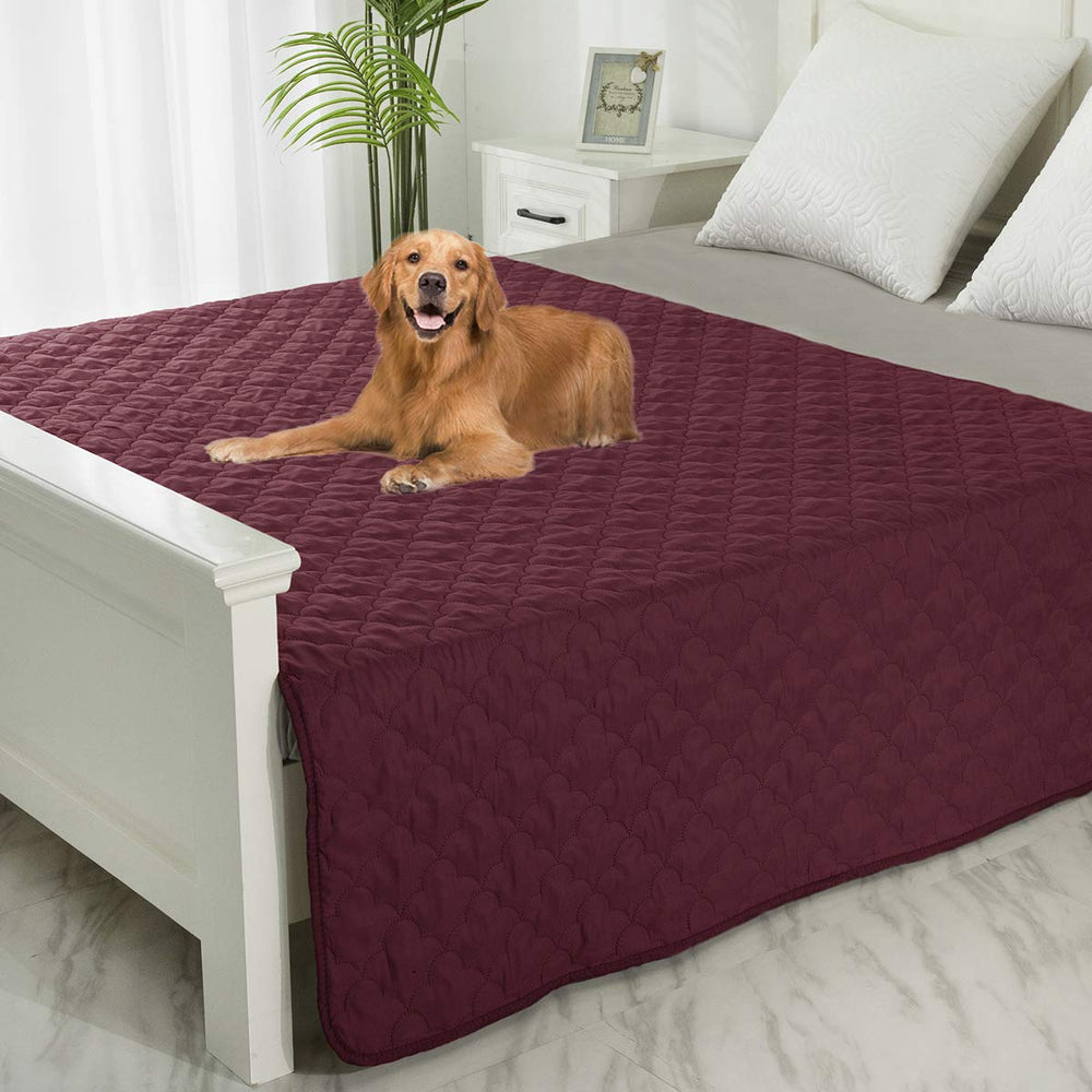 Funda SPXTEX para cama de perro en burdeos y rosa, aspecto cómodo para mascotas.