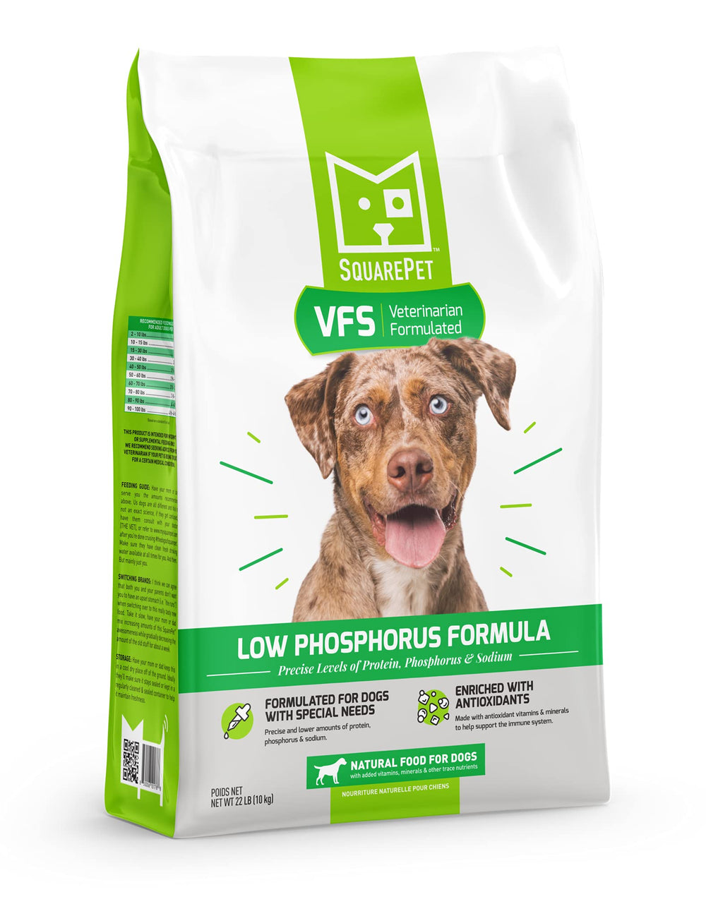 SquarePet VFS: bolsa de alimento para perros con bajo fósforo, favorece la salud renal.