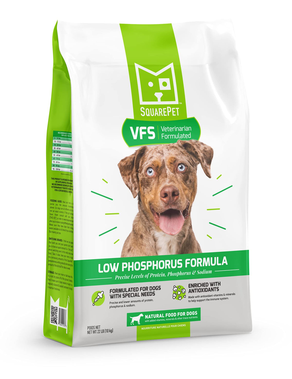SquarePet VFS: bolsa de alimento para perros con bajo fósforo, favorece la salud renal.