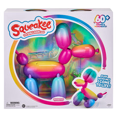 Squeakee Rainbowie primer plano del Perro Globo con colores arcoíris