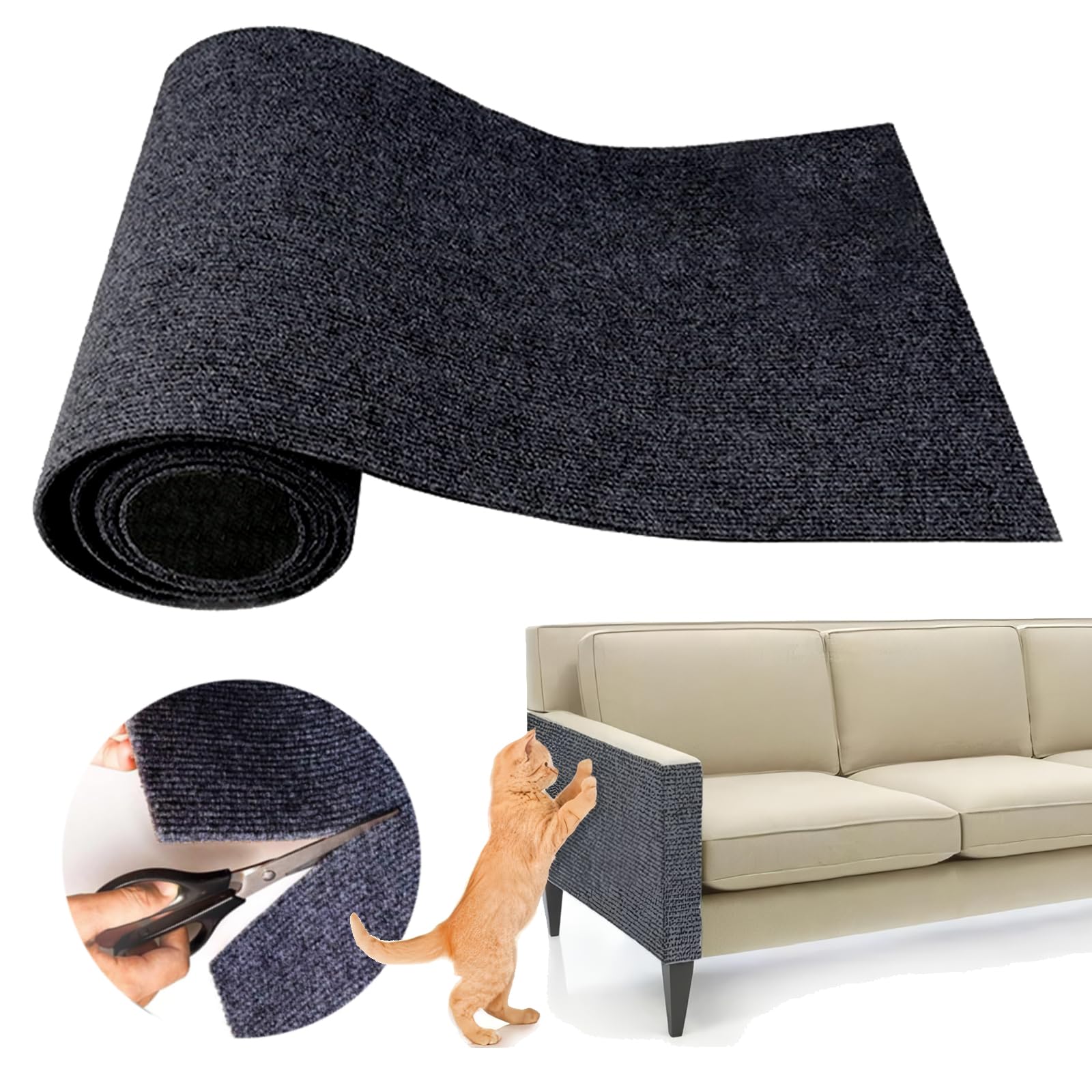 SREBAY alfombra rasca-gato adhesiva en gris protege muebles.