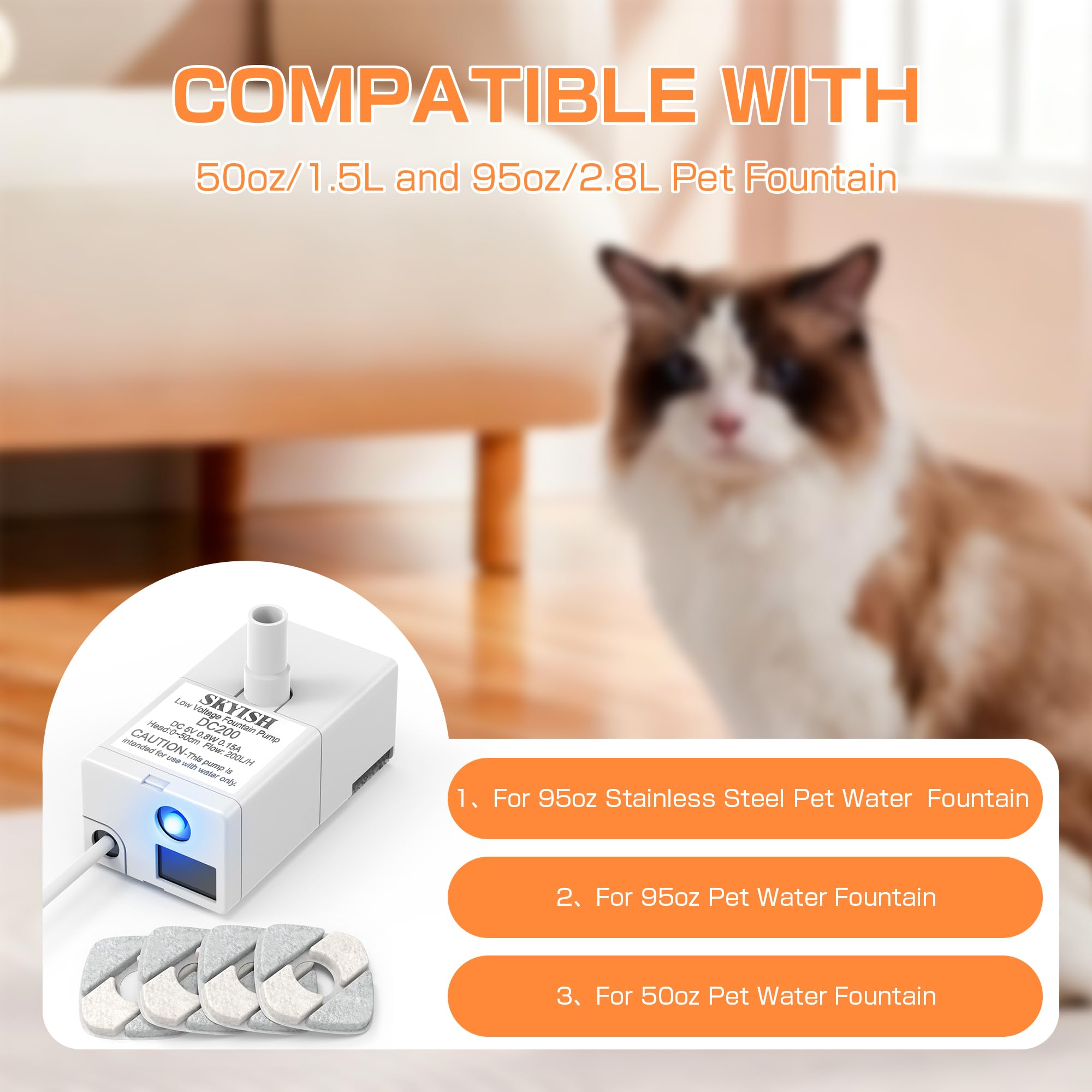 Fuente Srnona para gatos 95oz con LED e iluminación suave