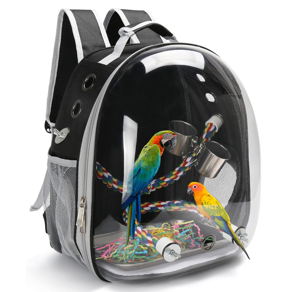 SSAWcasa mochila aves panel-transparente-frente, visión clara para paseos con tu loro