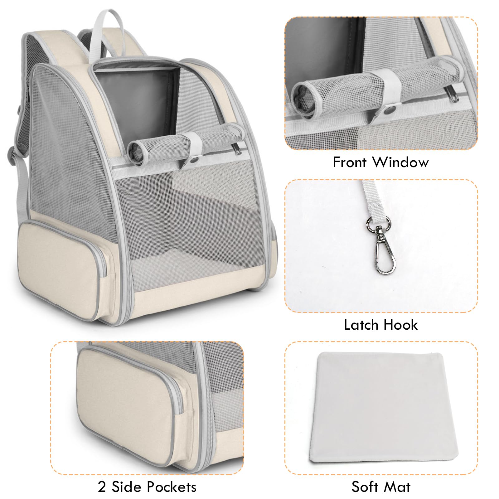 Mochila SSAWcasa ventilada, vista lateral para monitorear a tu mascota