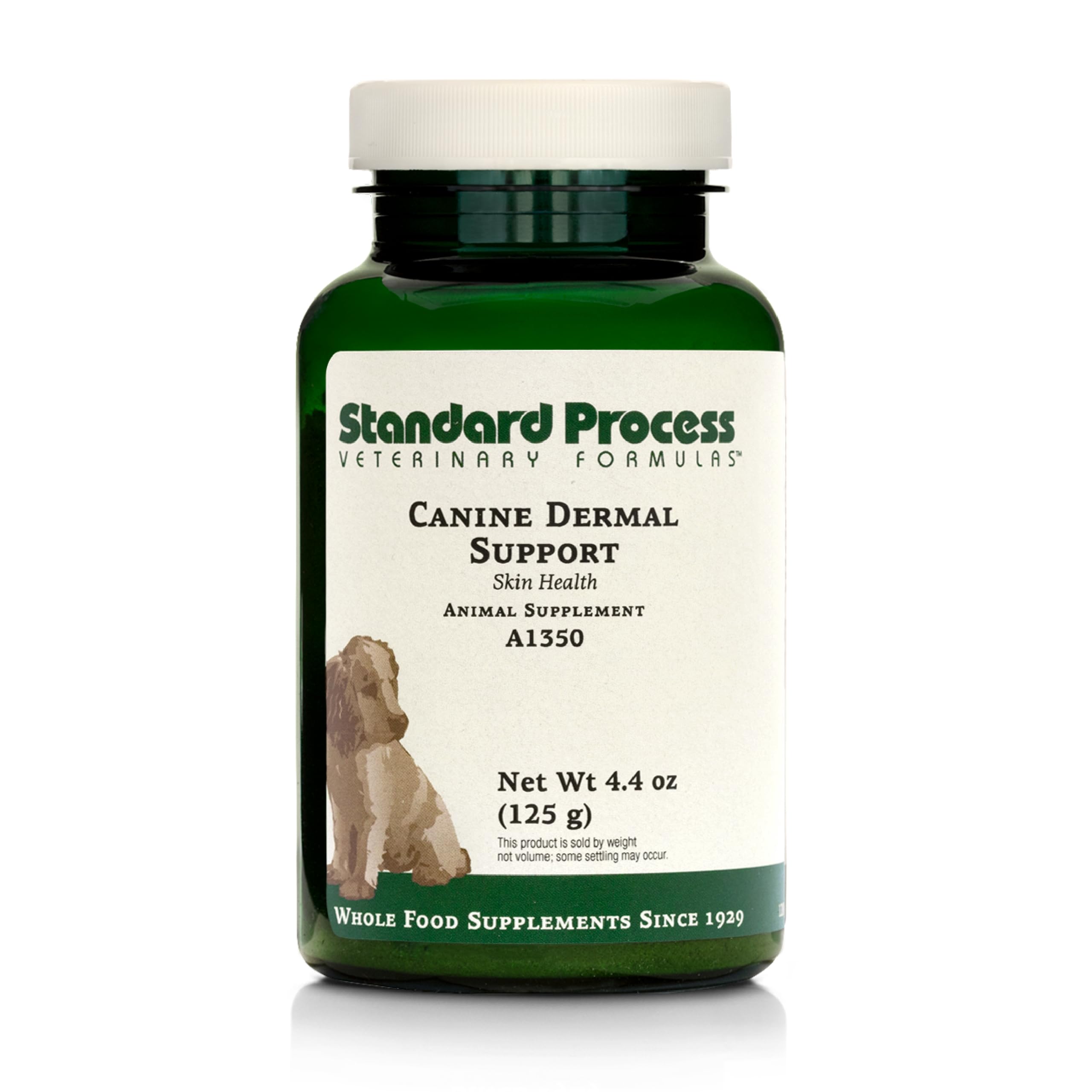 Standard Process Canine Dermal Support, bote de 125 g para uso diario en perros.
