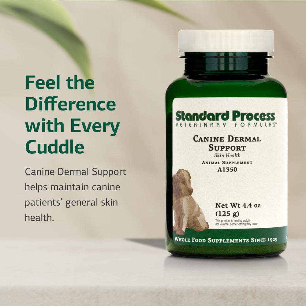 Standard Process Canine Dermal Support, ingredientes integrales que apoyan la salud cutánea.