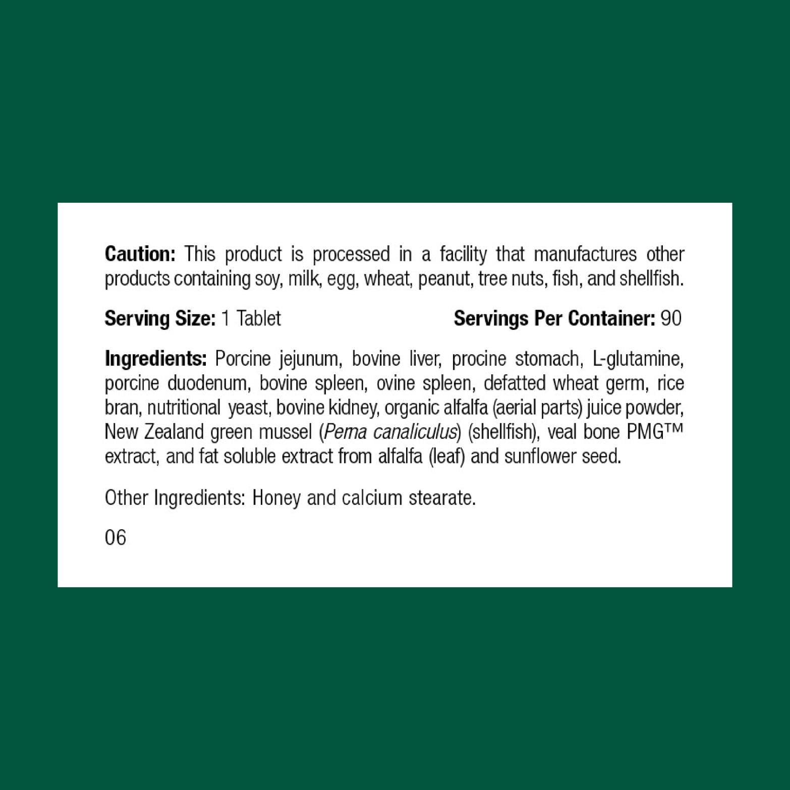Standard Process Felino Soporte Entérico – tableta entera para salud digestiva felina.