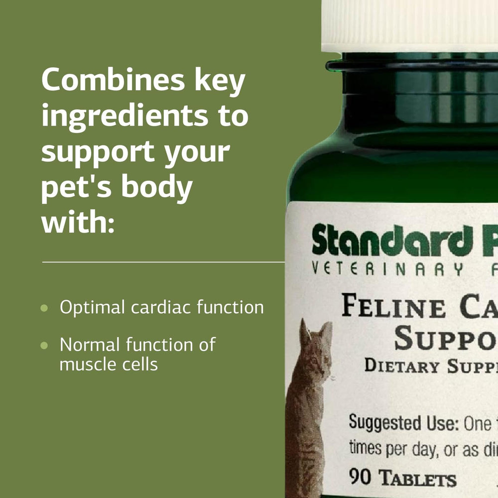 Etiqueta de Standard Process Feline Cardiac Support con indicaciones de dosificación.