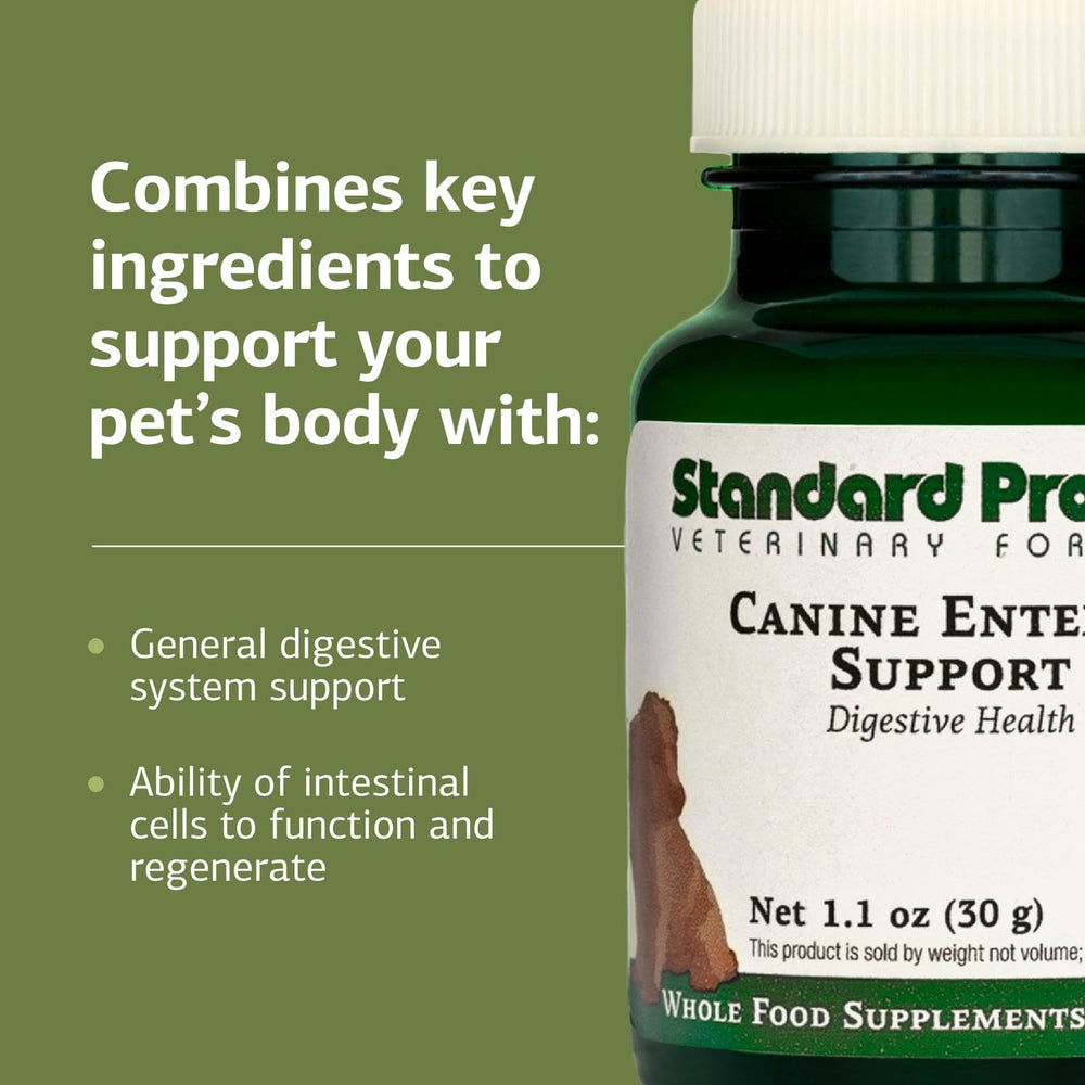 Etiqueta de Standard Process Soporte intestinal canino con información de producto