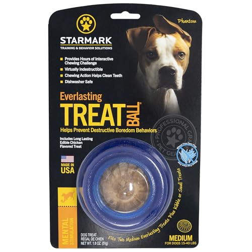 Starmark Bola Premios Duraderos con crestas dentales en extremos para higiene bucal.