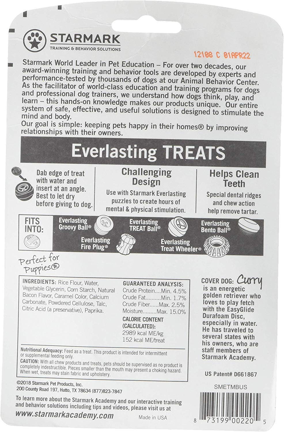 Starmark Everlasting masticable dental bacon medio, compatible con bolas para perros, entretenimiento guiado.