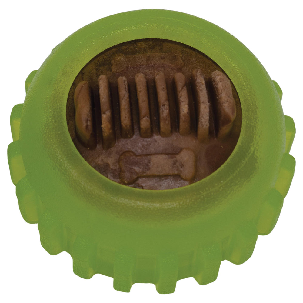 Starmark Everlasting Sprocket Small incluye premio de pollo para iniciar la experiencia sabrosa.