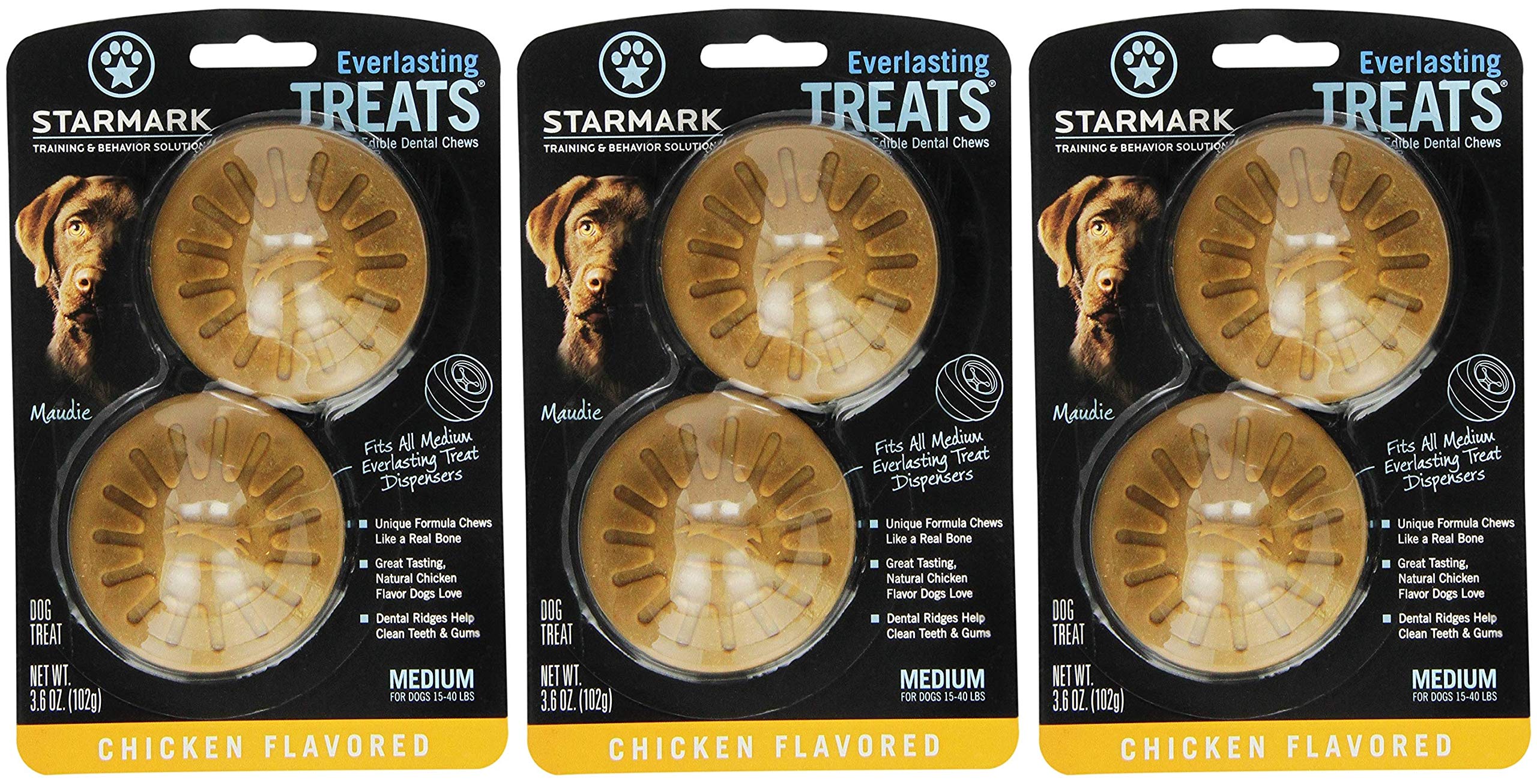 Starmark mordedor mediano de pollo: empaque visible, sabor irresistible para perros.