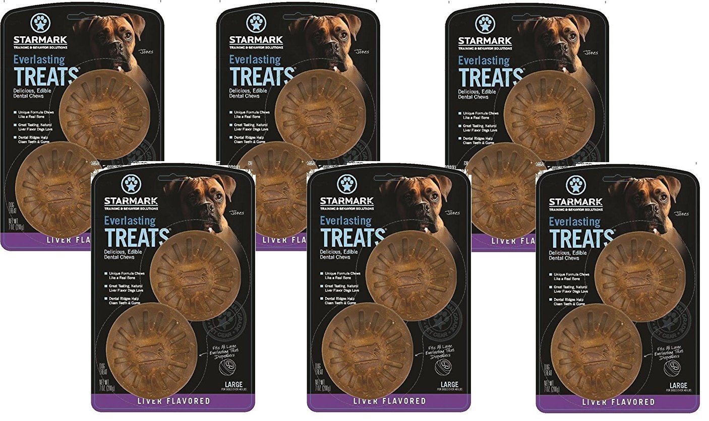 Starmark Everlasting Bacon: empaque de 6 mordedores dentales para perros grandes, sabor duradero.