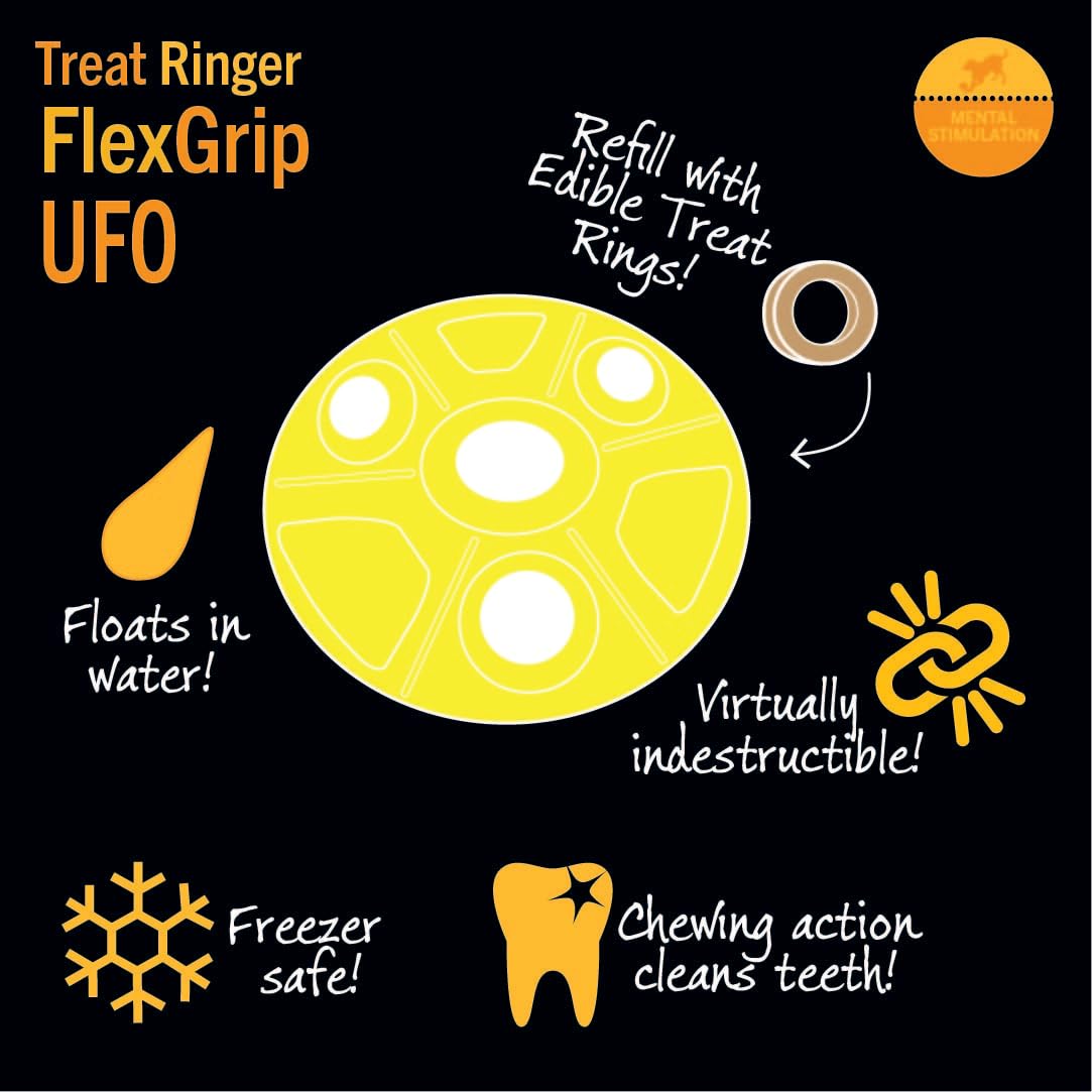Starmark Treat Ringer FlexGrip UFO Mediano, apto para lavavajillas: limpieza rápida tras juego.
